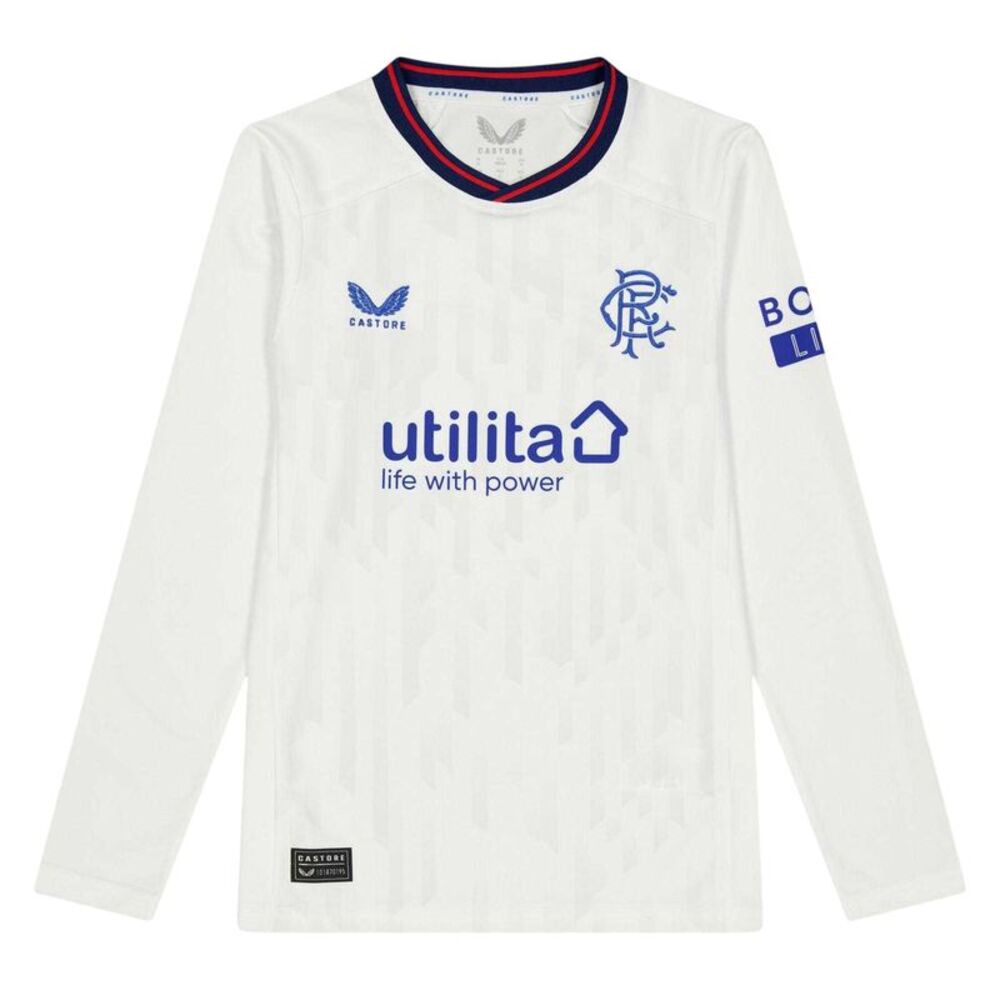 Castore Childrens/Kids Rangers FC Long-Sleeved Goalkeeper Jersey / Brilliant Whi